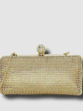 Whiting & Davis Women's Gold Crystal Ball Clutch Bag Purse - NWT